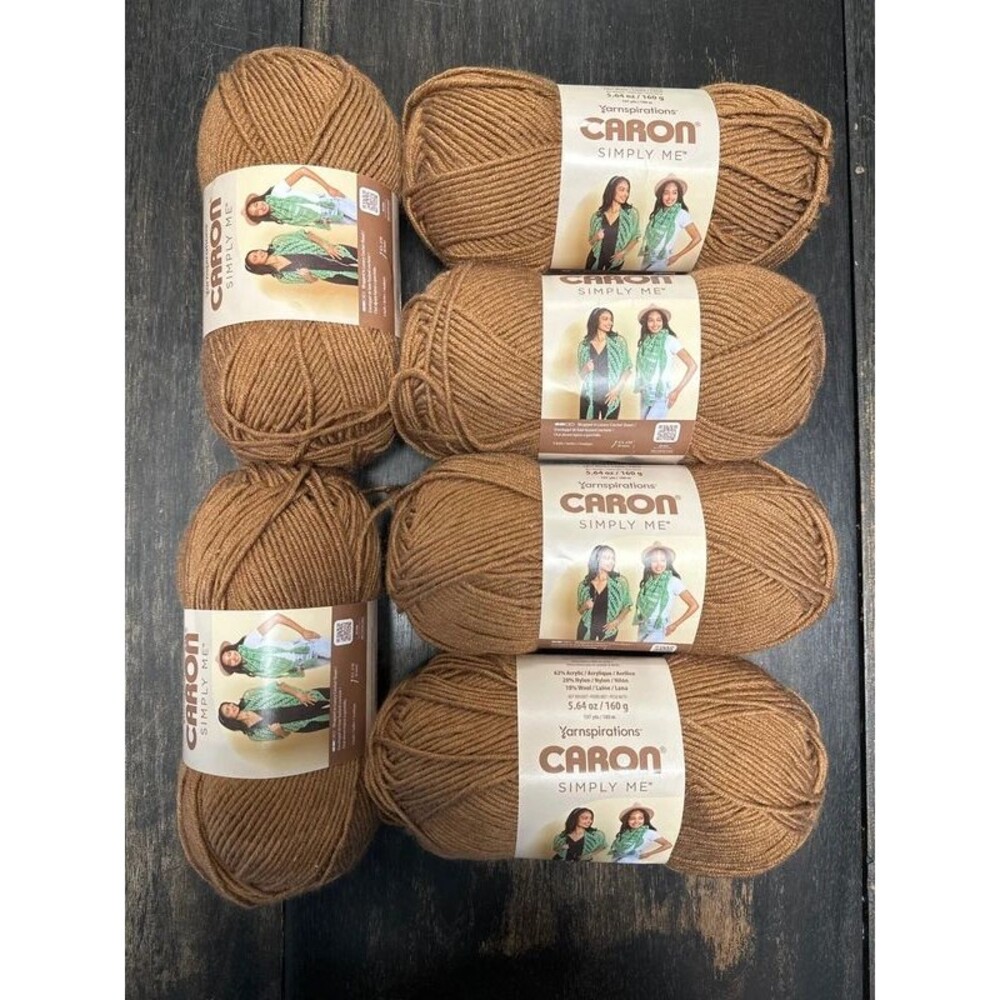 Caron Wool blend yarn - Caramel Heather - 6 skeins